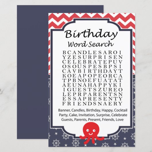 タコ誕生日語検索ゲーム (正面/裏面)