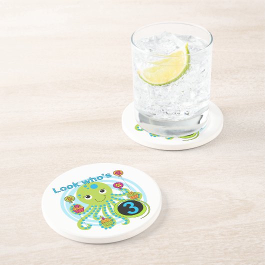 タコ誕生日Tシャツとギフト コースター (側面)