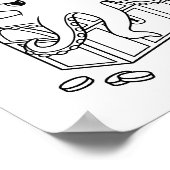 タコ警備宝箱カラーリングページ ポスター (角)