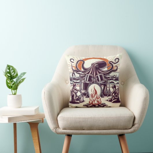 タコ遊のドラムとビーチキャンプファイア クッション (椅子)