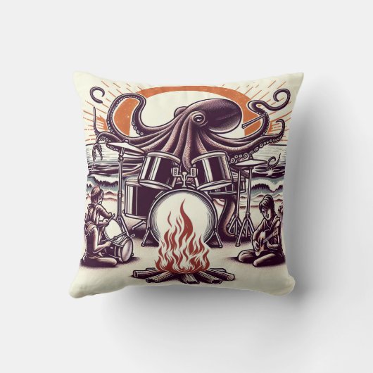 タコ遊のドラムとビーチキャンプファイア クッション (裏面)