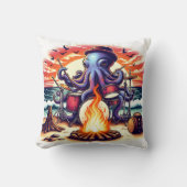 タコ遊ズドラムズアットサンセットビーチキャンプファイア クッション (正面)