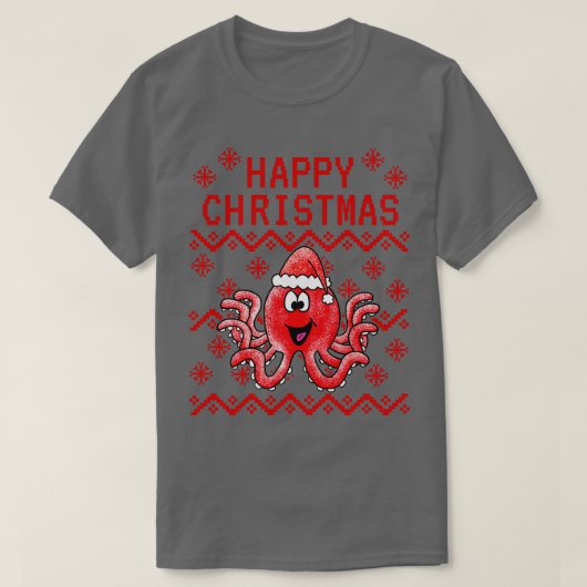タコ醜いクリスマス動物愛好家 Tシャツ (デザイン正面)