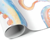 タコ青の水彩画 ラッピングペーパー (ロールコーナー)