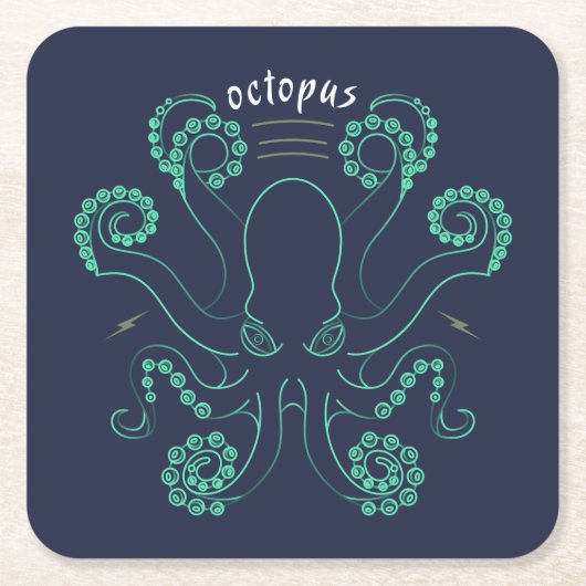 タコ頭足類の触手 スクエアペーパーコースター (正面)