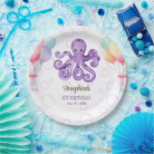 タコ風船パープルバブル子供の誕生日 ペーパープレート (パーティー)