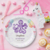 タコ風船パープルバブル子供の誕生日 ペーパープレート (パーティー)