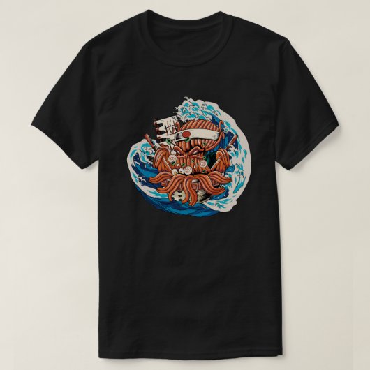タコ食べクラーケン日本のラーメン1 Tシャツ (デザイン正面)