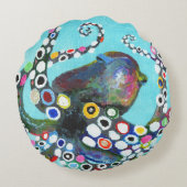 タコ鮮やか：アクリルイラストレーション ラウンドクッション (裏面)