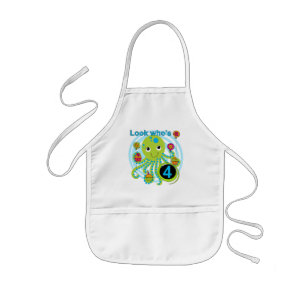 タコ4th誕生日Tシャツとギフト 子供用エプロン