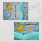 タコ（たこ）の海波がミュート型名刺 名刺 (正面/裏面)