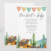 タコ・アバウト・ア・ベイビー フィエスタ 水彩 ベビーシャワー 招待状 (正面/裏面)