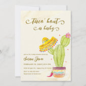 タコ アバウト ア ベイビー 水彩 サボテン ベイビー シャワー 招待状 (正面)