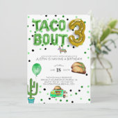 タコ・アバウト・スリー | 3歳の誕生日パーティーへの招待状 招待状 (スタンド正面)
