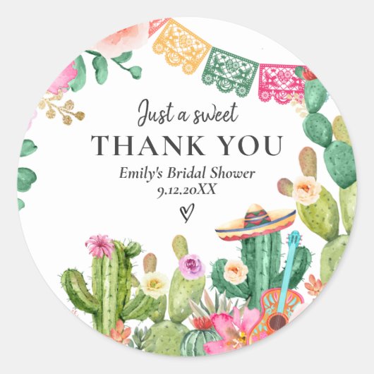 タコ・アバウト・ラブ・フィエスタ カップルシャワー サボテン ラウンドシール (正面)