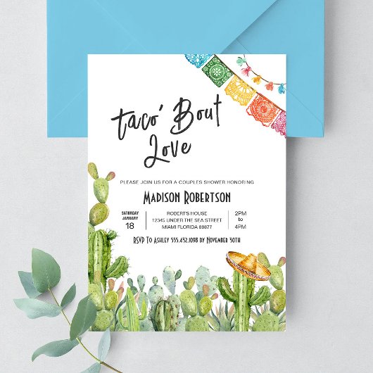 タコ・アバウト・ラブ・フィエスタ カップルシャワー 招待状