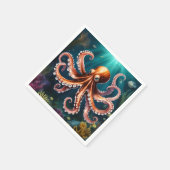 タコ・アート水中 スタンダードカクテルナプキン (角)