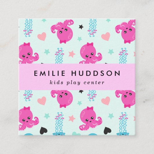 タコ、クラゲ、セン遊ター、アクティビティセンター スクエア名刺 (正面)