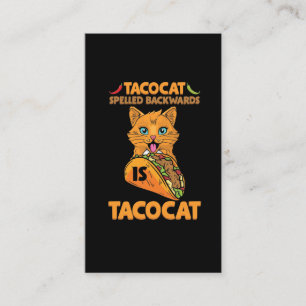 タコ(タコ)猫(ねこ)がメキシコ料理のタコカットを逆綴り 名刺