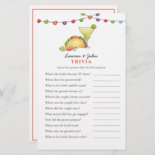 タコ&テキラフィエスタカップルのシャワートリビアゲーム (正面/裏面)