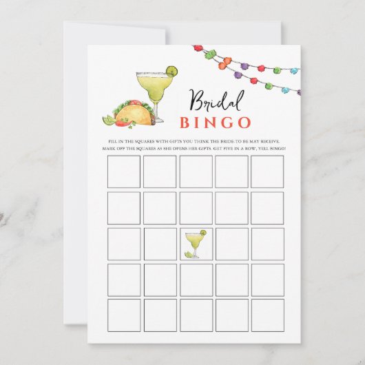 タコ&テキラフィセタブライダルシャワービンゴゲーム 招待状 (正面)