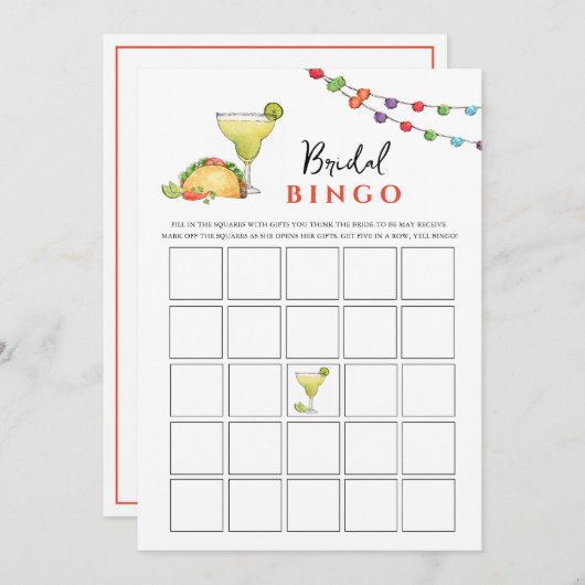 タコ&テキラフィセタブライダルシャワービンゴゲーム 招待状 (正面/裏面)