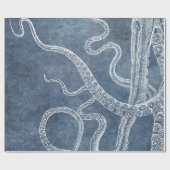 タコ-トワイライトブルーフェードデニム水彩画 ラッピングペーパー (フラット)