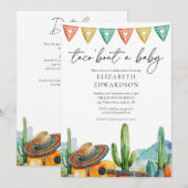 タコ・バウト・ア・ベイビー フィエスタ オール・イン・ワン ベイビーシャワー 招待状 (正面/裏面)