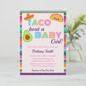 『タコ・バウト・ア・ベビー・ガール・フィエスタ・ストライプ・ベビー・シャワー』 招待状 (スタンド正面)