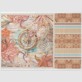 タコ、ピンクコーラルシェルコンパスデコペ紙 薄葉紙