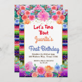 タコ，フィエスタメキシコの1歳の誕生日パーティー 招待状 (正面/裏面)