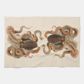 タコ・ブルガリス、ヴィンテージ海洋生物動物 キッチンタオル (横)