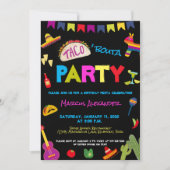 タコ·ボウタ·カラフルパーティー·フィエスタ·バースデー·パーティー 招待状 (正面)