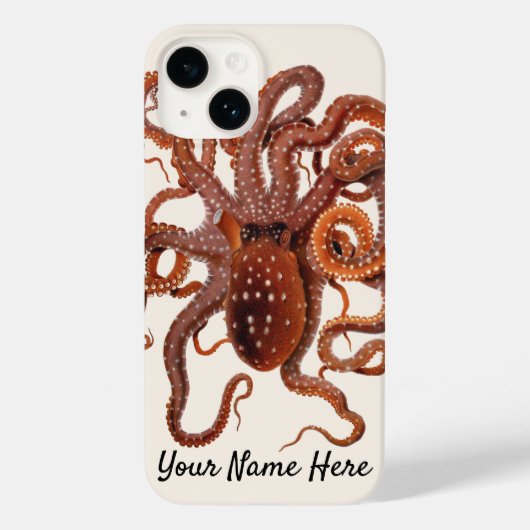 タコ・マクロプス、ビンテージ海洋水生動物 Case-Mate iPhoneケース (裏面)