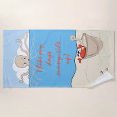 タコ、ロブスター、ビーチ日 ビーチタオル (正面)