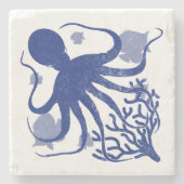 タコ（明るい背景） ストーンコースター (正面)