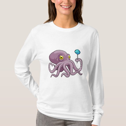 タコ(棒つきキャンデー) Tシャツ (正面)