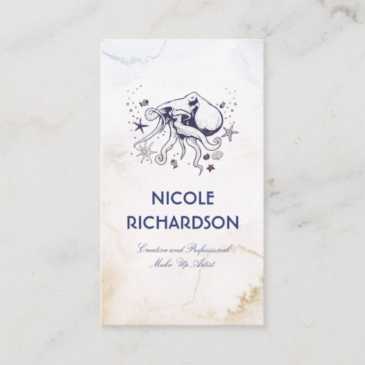 タコ – 海の下 – 海軍航海のの水色 名刺 (正面)