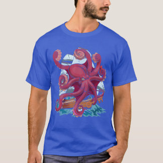 タコ 海の生き物 船 動物 ギフト たこ ファミリー Tシャツ