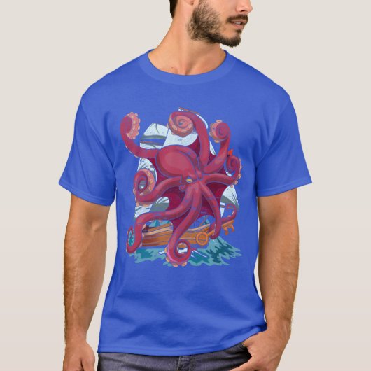 タコ 海の生き物 船 動物 ギフト たこ ファミリー Tシャツ (正面)