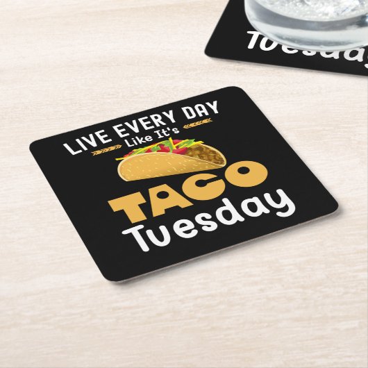 タコ・火曜日のように毎日を送おもしろいる スクエアペーパーコースター (アングル)