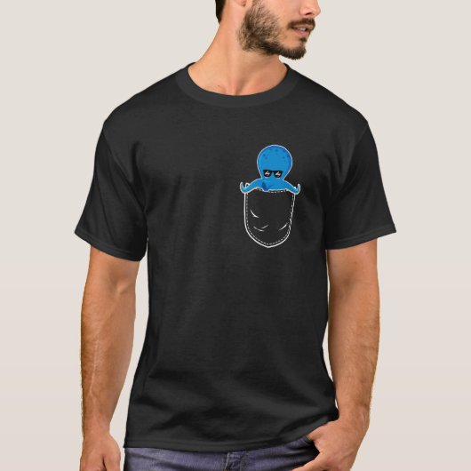 タコ 胸ポケット たこポケット タコ好き Tシャツ (正面)
