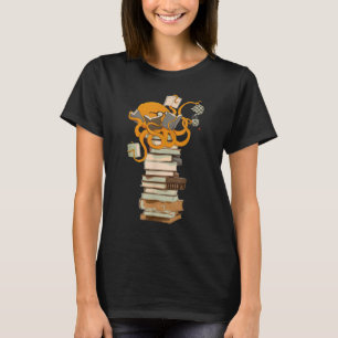 タコ、読茶、コーヒー、本 Tシャツ