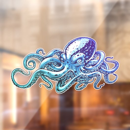 タコ 青い海の航海アート ウィンドウサイン (シート2)