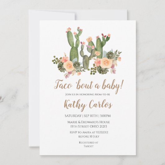 タコ「Bout Aベビー招待状 招待状 (正面)