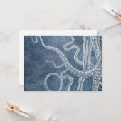 タコ – Twilight Blue色あせたデニム水彩画 カード (正面/裏面インサイチュ)