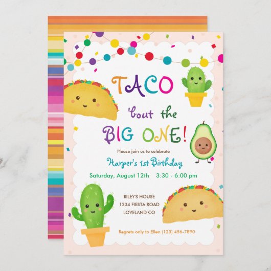 タコBIG ONEについて – フィエスタテーマ1歳の誕生日 招待状 (正面/裏面)