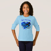 タコon Two Tone Blue ❤ – 基本長袖T Tシャツ (正面フル)