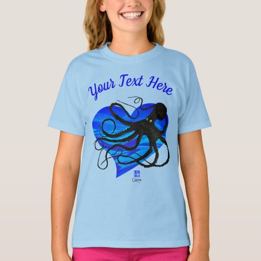タコon Two Tone Blue ❤ – 基本長袖T Tシャツ (正面)
