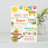 タコTwosday誕生日の招待状、男の子のフィエスタ。インビ 招待状 (スタンド正面)